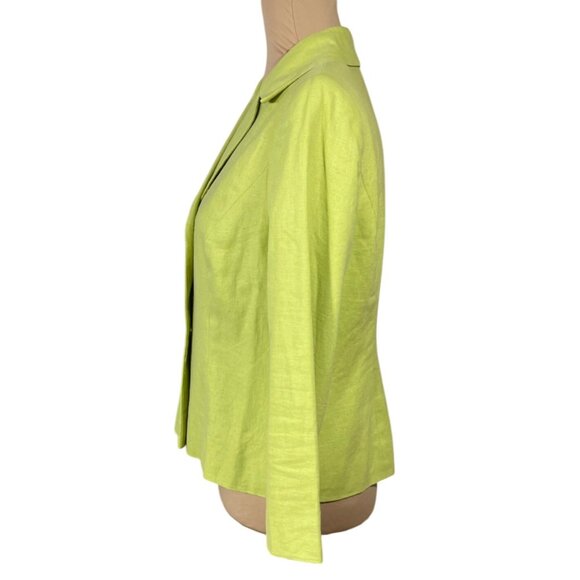 Coldwater Creek Linen Blend Jacket Y2K Chartrusse Size 8P Petite - Picture 2 of 6